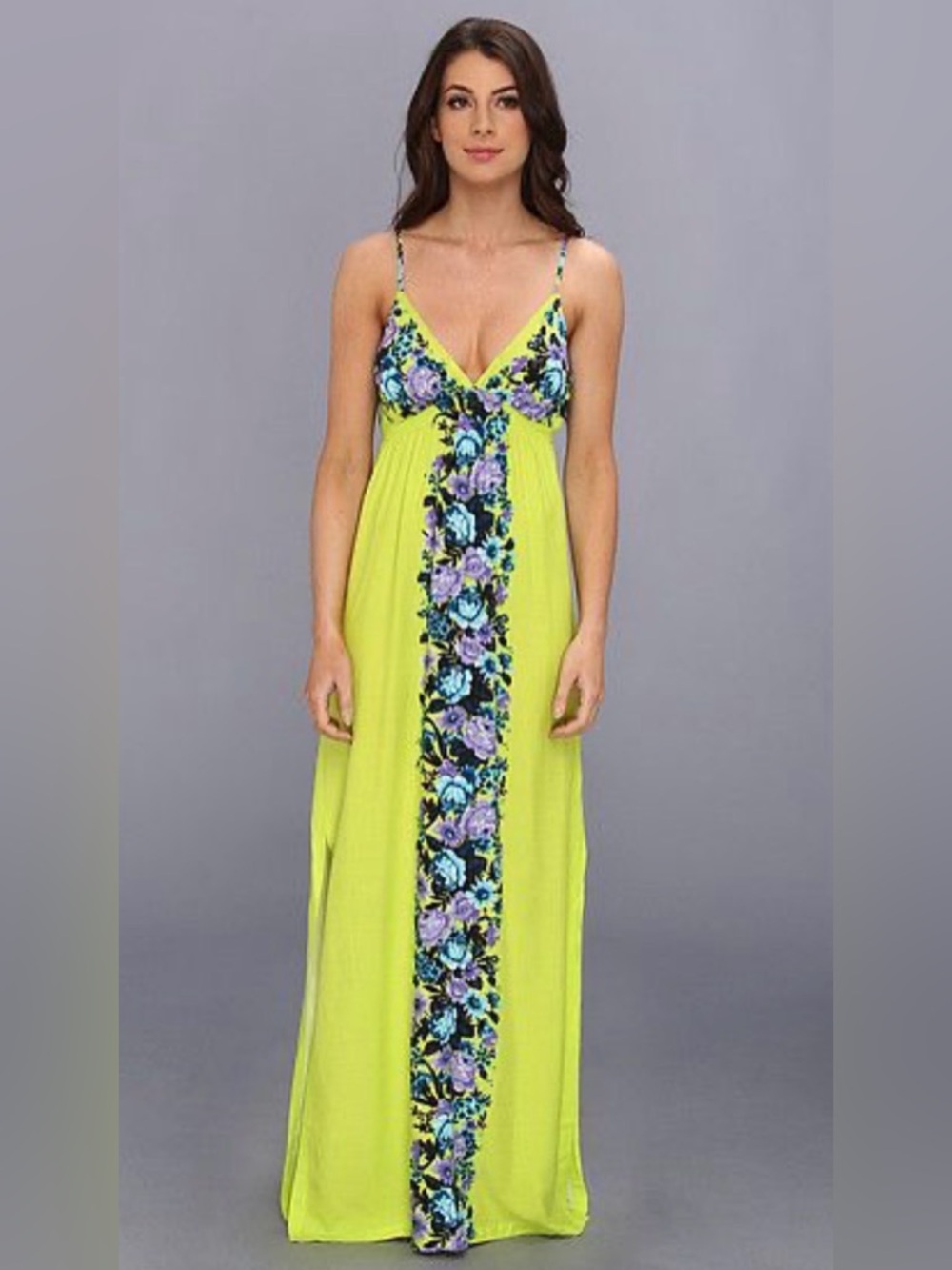 Seafolly Bella Rose Martini Maxi Dress Chartreuse